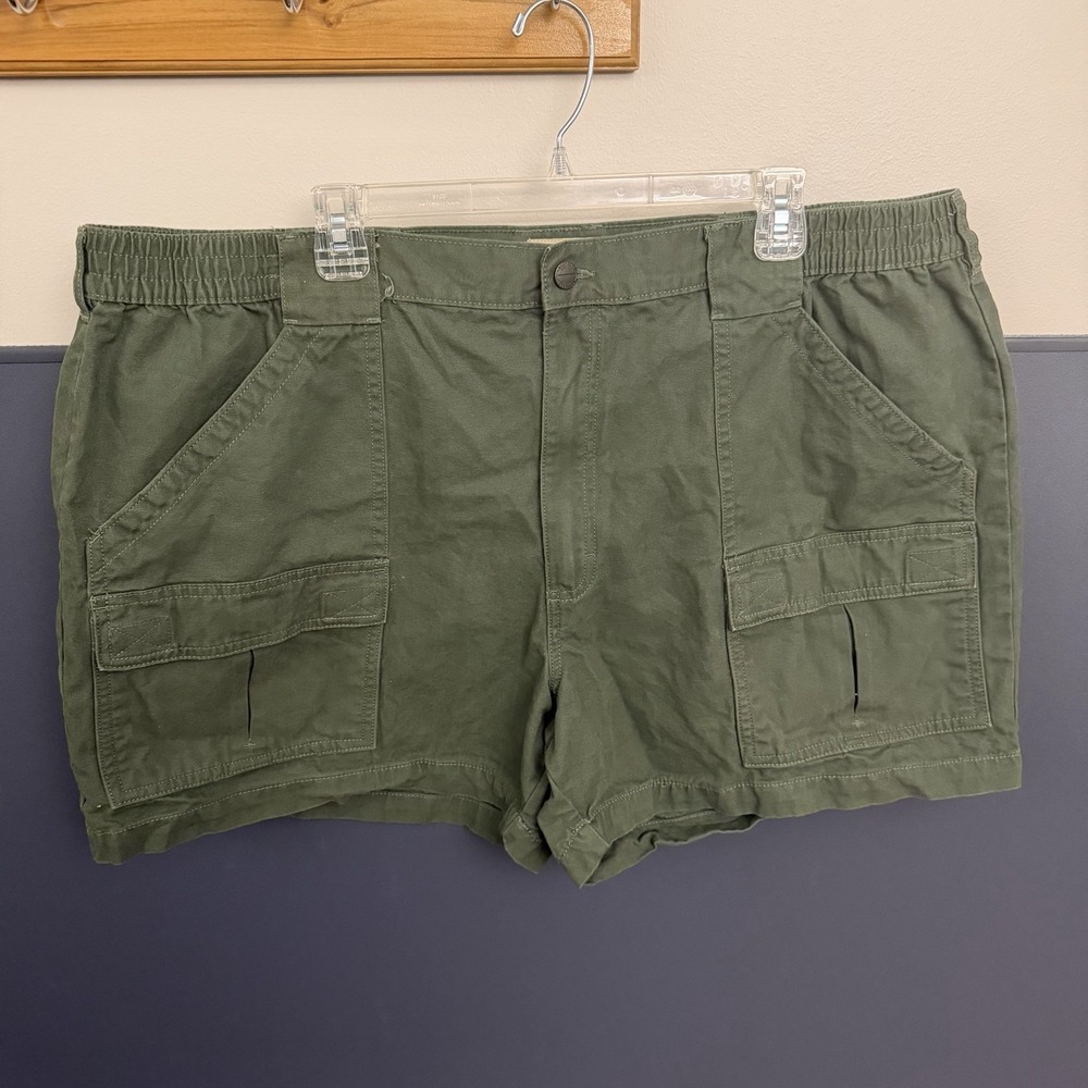 Redhead Beachcomber Shorts Mens 46 Green Elastic Waist Cotton Cargo Shorts 5" In